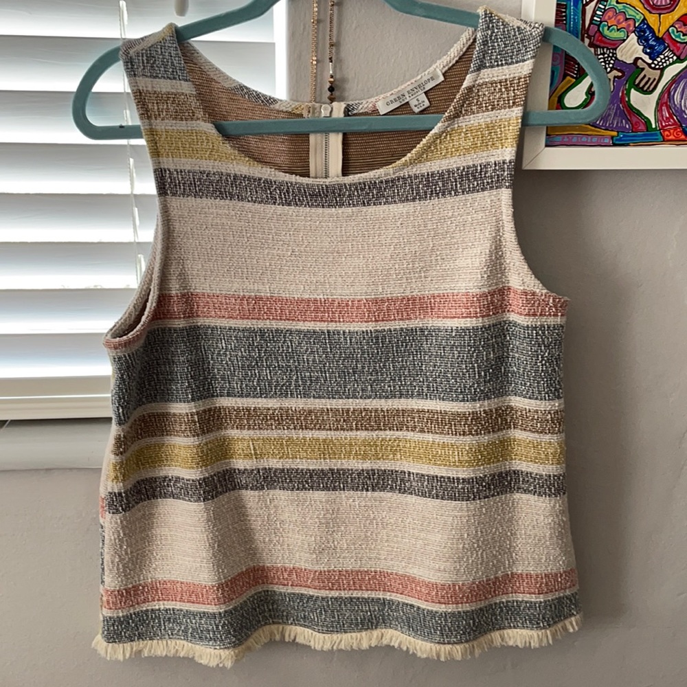 Green Envelope Striped Knit Top